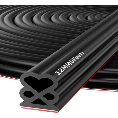 Joint de porte autocollant en caoutchouc - Pour cadre de porte et fenêtre - Noir - 1 cm x 12 m (1/5)