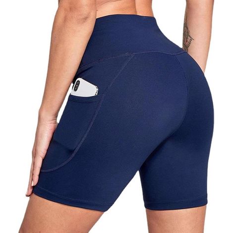 Short de bain taille haute pour femme 5 points avec poches pour la plage et la piscine à séchage rapide avec poches (1/4)