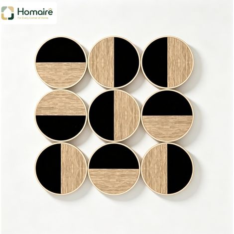 Meuble de rangement avec tiroirs, noir, en décor bois 60 x 3.8 x 60 cm HOMAIRE (1/5)