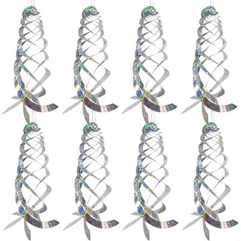 Ensemble de huit réflecteurs en spirale suspendus de 40 cm (15,8 pouces) pour la décoration de jardin, afin d'éloigner les oiseaux de la piscine - Crezuo