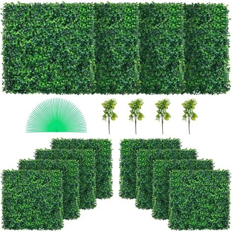 100% PE Anti-UV Verdure Durable et Réaliste 12 Panneaux de Haie Artificielle 50x50cm pour Décoration et Mariage (1/5)