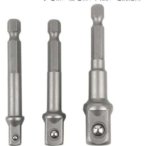 Adattatore da 6 punte a attacco quadro da 1/4, 1/2, 3/8 - Adattatore esagonale in 3 pezzi, adattatore per chiave a bussola, set di dadi, connettore di prolunga per avvitatore a batteria (1/4)