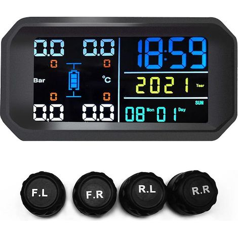 Capteur de Pression des Pneus Universel pour Voiture, Système de Surveillance Solaire, Recharge USB, Haute Précision (1/5)