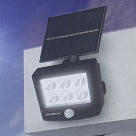 TrAdE Shop Traesio - Faretto Solare Led Luce Naturale Con Pannello Orientabile Sensore Movimento Crepuscolare - (1/4)