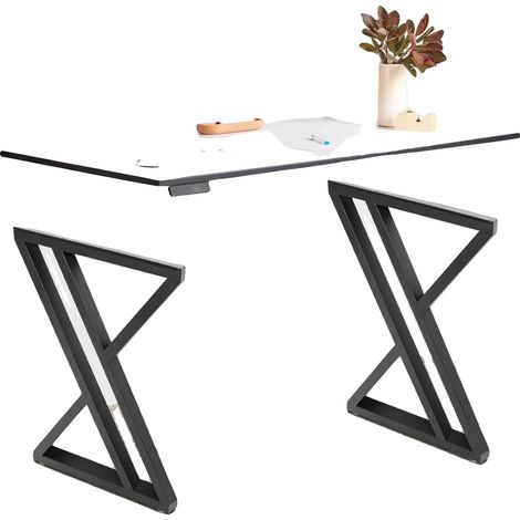 Patas de mesa en forma de X, de hierro, capacidad de carga 300 kg, 70 x 50 cm, requiere montaje. (1/5)