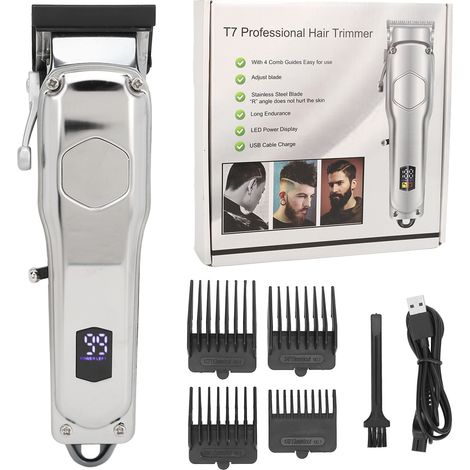 Tondeuse Barbe Homme Rechargeable Silencieuse avec Affichage Numérique et Guide de Coupe - Rasoir Électrique sans Fil (1/5)