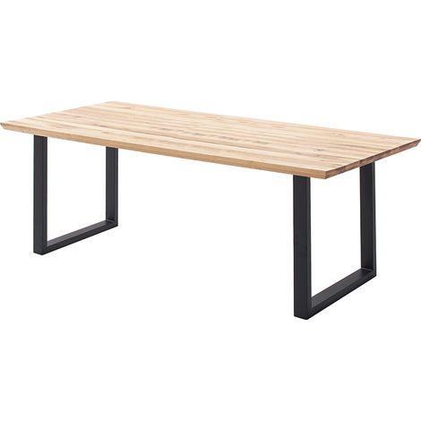Esstisch 200x100 cm mit Schweizer Kante, U-Gestell, Eiche massiv geölt, PARACATU-06 (1/5)