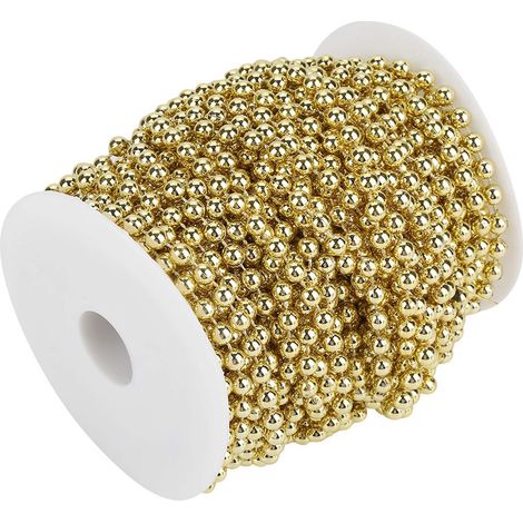 Guirlande de perles dorées 6mm - 25m pour décoration de fête, mariage, événement DIY (1/5)
