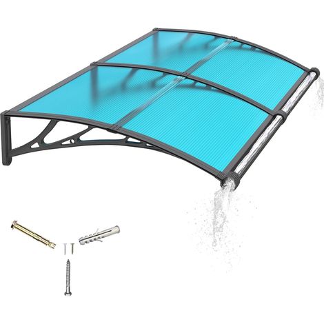 Auvent de Porte d'entrée 80x150cm Toit Marquise en Polycarbonate Porte Résistante Toit Abri Protection Contre La Pluie et UV Protection Contre la Pluie et la Neige (1/5)