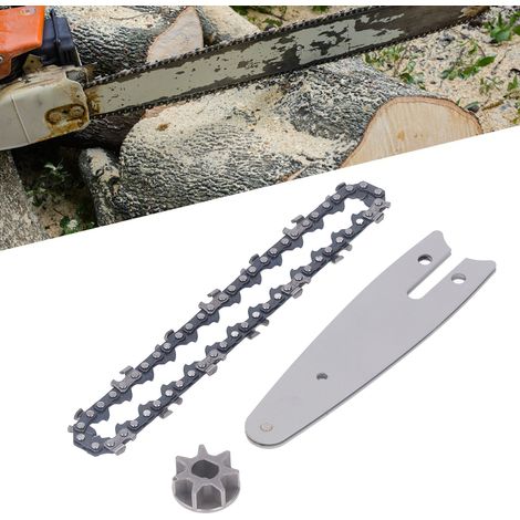 Jeu de pignon de chaîne et guide de 129 mm pour scie à élagage électrique mini portable de 4 pouces en acier
