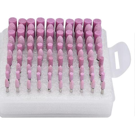 100 Stück Poliersteinkopf-Schleifscheiben-Fräser für Schleifmaschinen, rosa Schaftdurchmesser 3 mm (1/4)