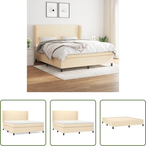 vidaXL Kopfteil - Boxspringbett mit Matratze Creme 180x200 cm Stoff (1/5)
