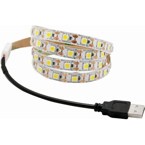 BelleRise - Schwarzer 5V USB-LED-Streifen, ideal für die TV-Hintergrundbeleuchtung, flexibel und selbstklebend (warmweißes Licht, 50 cm, 30 LEDs) (1/5)