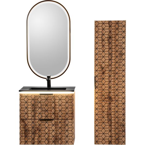 Ensemble de salle de bain avec meuble vasque à encastrer + 2 éléments - 60 cm - Precious Wotan - Livraison gratuite