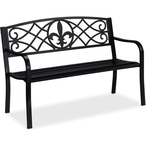Banco de jardín ergonómico de dos plazas estilo decoración de terraza 120 x 60 x 80 cm de metal negro 130008337 (1/5)
