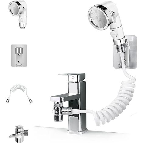1 Ensemble de douche, pommeau réglable 3 modes, flexible haute pression, support mural, salle de bain (1/5)