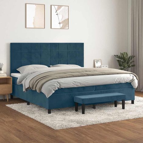 Teenpull – Boxspringbett mit Matratze Dunkelblau 200x200 cm Samt (1/5)