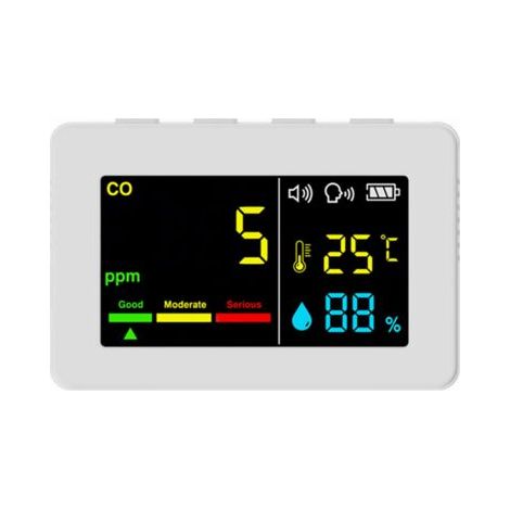 Compteur portable de qualité de l’air 3 en 1, CO, température et humidité, écran couleur, détecteur de monoxyde de carbone avec alarme vocale et affichage de la batterie,de dyk.Trywise (1/4)