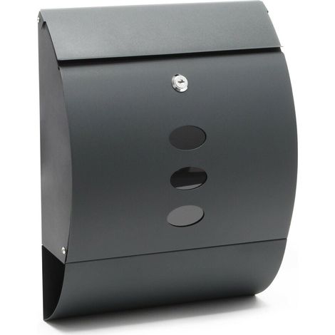 Cassetta postale di design da parete con porta giornali, acciaio zincato antracite 160000078