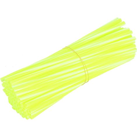 Lot de 72 Protège-rayons de Roue 17cm pour Moto Cross, Enveloppe de Jante Modifiée (Vert Fluorescent Blanc) (1/4)