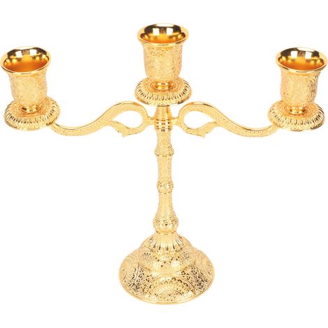 Chandelier en Alliage à 3 Bras Style Vintage Porte-Bougies Élégant pour Maison Restaurant (1/5)