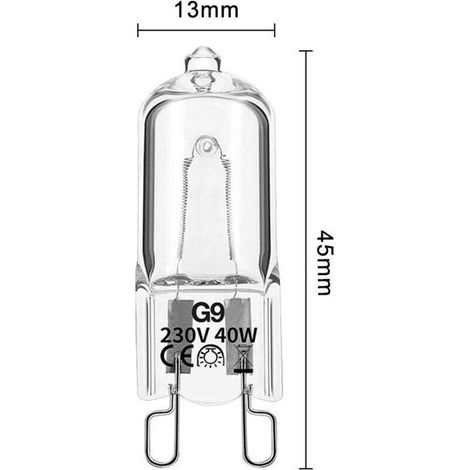 Lot de 10 ampoules filament G9 40W - Capsule halogène – 220/240V