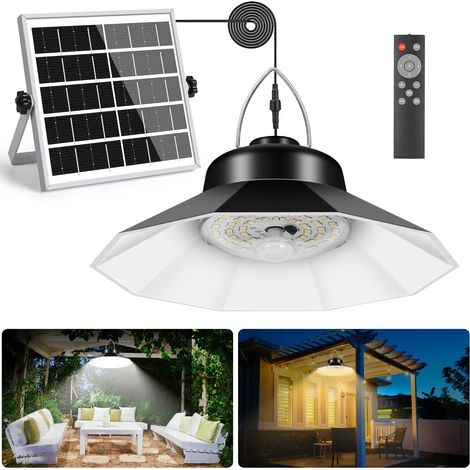 Suspension solaire (à une tête) avec détecteur de mouvement, télécommande, éclairage extérieur compatible avec grange et garage. (1/5)