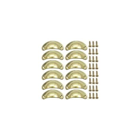 12 tiradores de puerta retro de concha dorada de 82 mm para muebles vintage con tornillos - Crezuo (1/4)