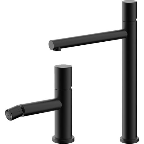 Set miscelatori lavabo alto e bidet nero opaco senza leva Gemini (1/5)