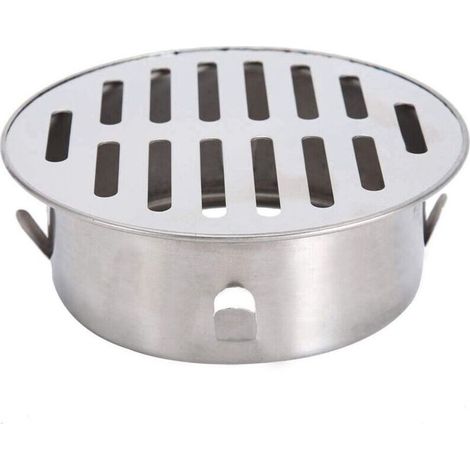 Siphon de sol en acier inoxydable, évier de balcon rond anti-obstruction, siphon de sol amovible pour jardin extérieur, tuyau d'évacuation, tuyau d'échappement, toit, balcon (110 bouche plate) (1/5)