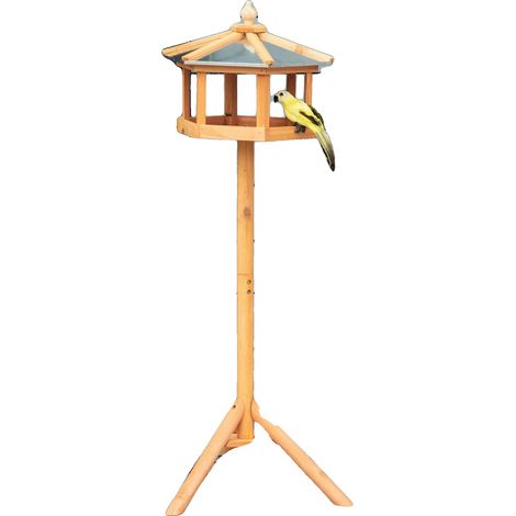 Vogelfutterspender, Holzmaterial, 15 x 15 x 20 cm, Pavillon-Design, Geeignet für Wildvögel, Einfache Montage (1/5)