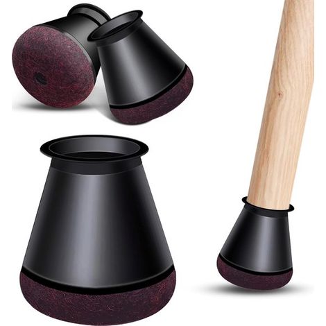 24 pièces de protections pour pieds de chaise petits caches-pieds en silicone noirs avec revêtement - Housses pour pieds de chaise - caches en caoutchouc pour pieds de chaise protections pour meubles (1/5)