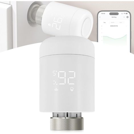 Thermostat de radiateur intelligent, thermostat WiFi, régulateur de chauffage, thermostat de chauffage avec contrôle par application et commande vocale, thermostat d'ambiance programmable, compatible (1/5)