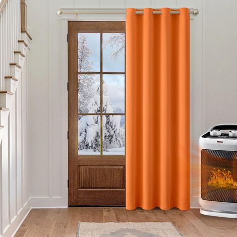 MIULEE Rideau Occultant Thermique Salon Oeillets Lot de 1 140x300cm Orange - 140L X 300H cm (1 Panneaux) (1/5)