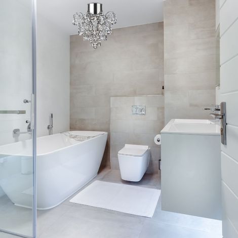 Searchlight Bathroom - Lustre de salle de bain à 1 lumière, chrome, cristaux K5 IP44, GU10 (1/2)