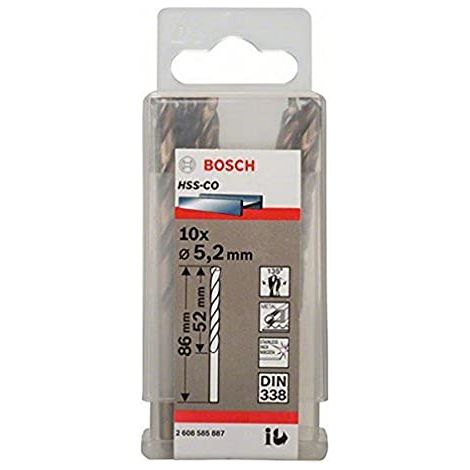Punzonatrice a spirale in acciaio inossidabile PRO HSS-Co, 5,2 x 52 x 86 mm, set da 10 pezzi