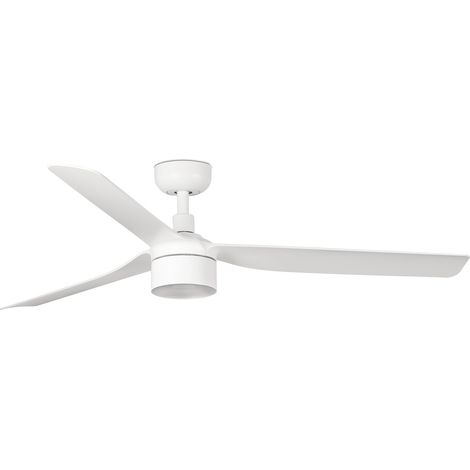 FARO Ventilateur de plafond en acier blanc mat moteur DC 6 vitesses fonction inverse compatible plafond incline modele Punt Tek M 1300 mm modele PUNt Tek M (1/3)