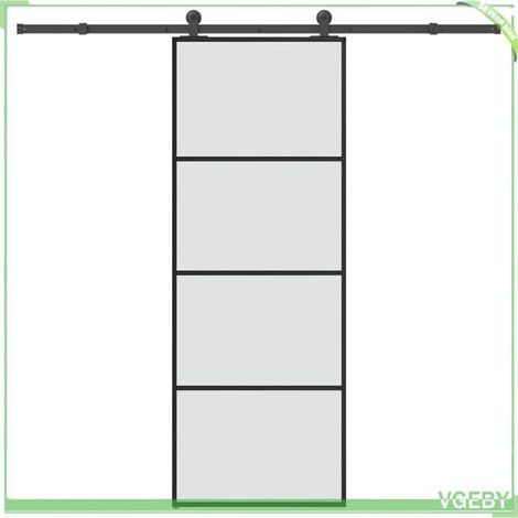 Porte coulissante - 3332864 - Verre ESG dépoli - 76 x 205 cm - Rail 213,5 cm (1/5)