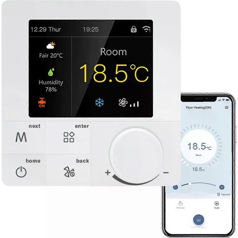 Qiumi Smart Wifi Farbknopf-Thermostat Klimaanlagen-Temperaturregler, kompatibel mit Alexa und Google Home (1/4)