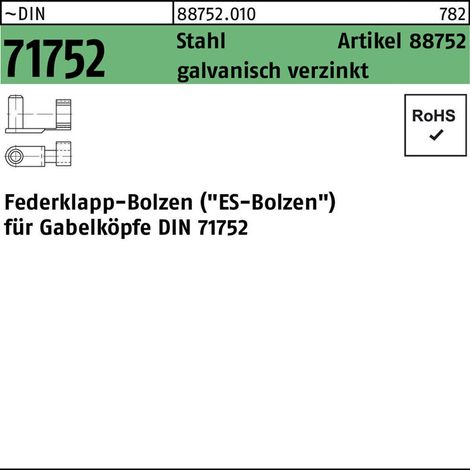 ES-Bolzen ES 12 x 48 Stahl gal Zn, f. Gabelköpfe gal Zn S 10 Stk (1/2)