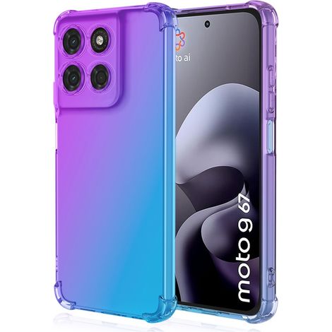 Fallfeste Schutzhülle mit Farbverlauf für Motorola Moto G77 / G67, Lila / Blau (1/5)