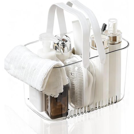 Panier de Douche en Plastique Panier de Douche Fourre-Tout Grande capacité Panier de Rangement de Douche Organisateur de Toilette Transparent pour Toilettes ou Salle de (1/5)