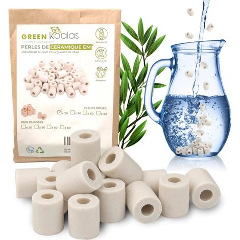 Perles Céramique EM - Lot de 20 - Grises - Filtration Eau et Anti-Calcaire - Pour Carafe et Machine - Diamètre 18mm (1/5)