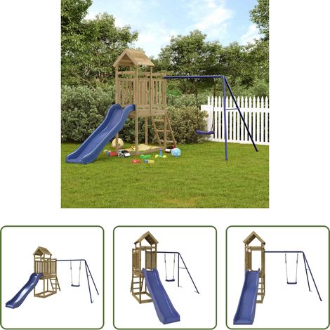 vidaXL Toboggan - Aire de jeux d'extérieur bois de pin imprégné (1/5)