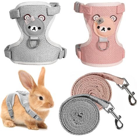 2-Piece Adjustable Harness and Leash Set, Polyester Cotton, 120cm, For Rabbits, Cats, and Small Animals 1-4kg (1/5)