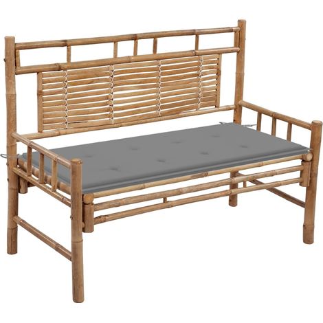 Banc de jardin avec coussin,Moderne Banc terrasse d'extérieur 120 cm Bambou -FV85420 (1/5)