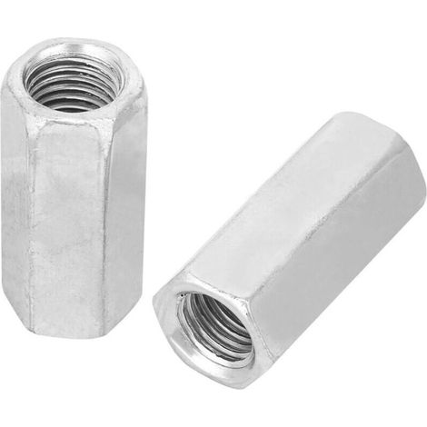 Bardusch - Confezione da 2 dadi lunghi, M16 × 50 mm, dadi esagonali in acciaio zincato, elementi di fissaggio filettati (1/4)