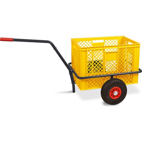 BRB Handwagen mit Kunststoffkorb H 410 mm, LxBxH 1250x640x660 mm, Tragkraft 200 kg (gelb)