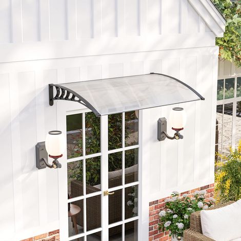 Abri de Protection pour Portes Fenêtres Marquise de Extérieur en Alliage d'Aluminium 150x90x25 cm Transparent
