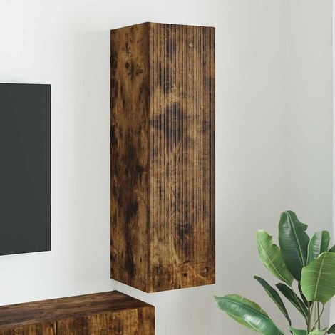 Meuble TV mural-Banc TV-Meuble Télé Chêne fumé 30 x 31 x 100 cm Bois d'ingénierie (1/5)